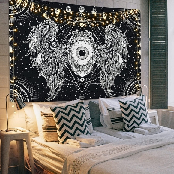 Celestial Eyeball Wings Tapestry Wall Hanging - Picture 2 of 4